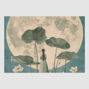 Moonlit Serenity - Vintage Lotus Szene Seidenpapier