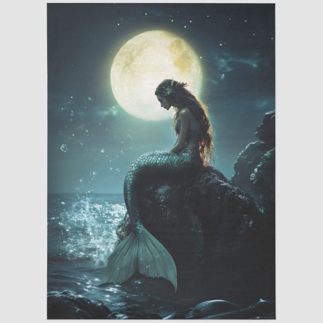 Moonlit Siren Mermaid Decoupage Seidenpapier (Vorderseite)