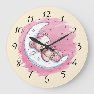 Moonlit Snuggles: Eine Babydusche aus einem Bären Große Wanduhr