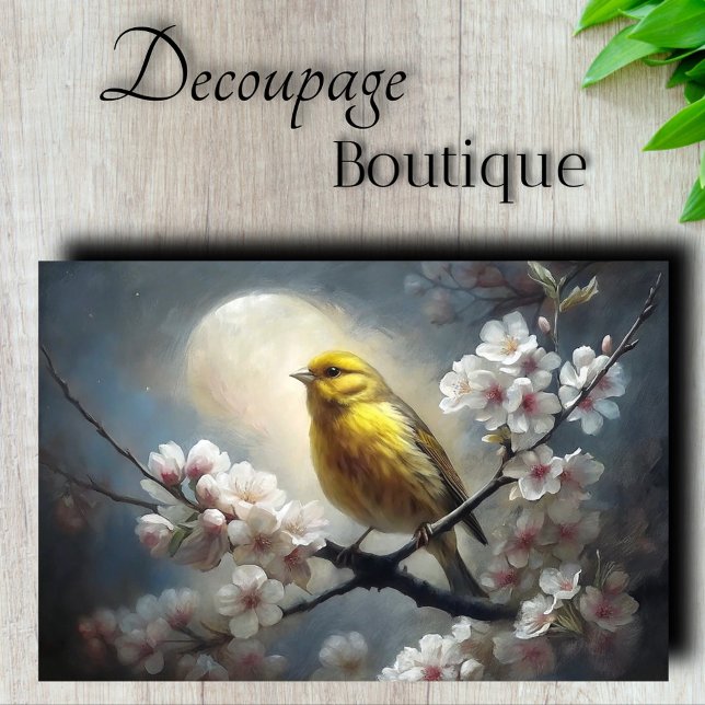 Moonlit Songbird Decoupage Seidenpapier (Moonlit Songbird Decoupage Tissue Paper)