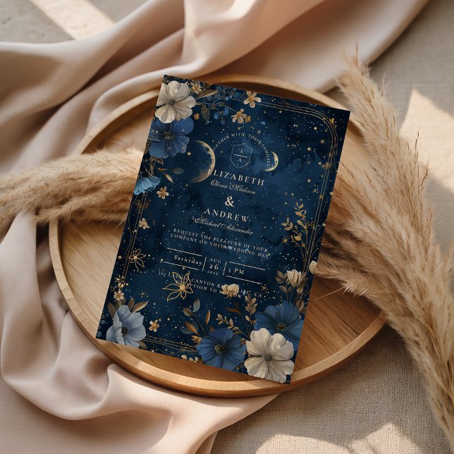Moonlit Starflower Wedding Einladung (Von Creator hochgeladen)