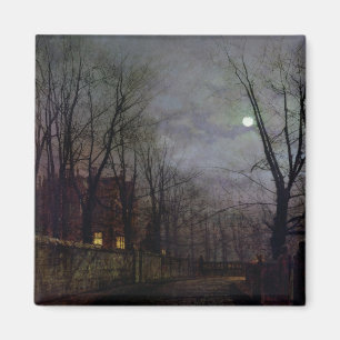Moonlit Straßen-Szene, 1882 (Öl auf Leinwand) 2 Magnet