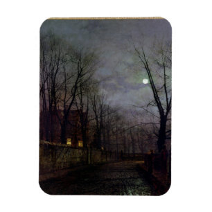 Moonlit Straßen-Szene, 1882 (Öl auf Leinwand) 2 Magnet