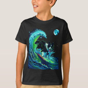 Moonlit Surfbrett Collie Kinder T-Shirt