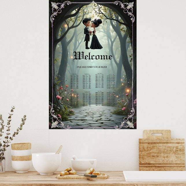 Moonlit Vows – A Cute Gothic Wedding Moment.  Poster (Küche)