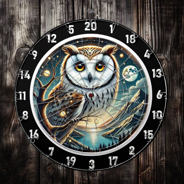 Moonlit Watcher Owl Dartboard Design Dartscheibe (Von Creator hochgeladen)