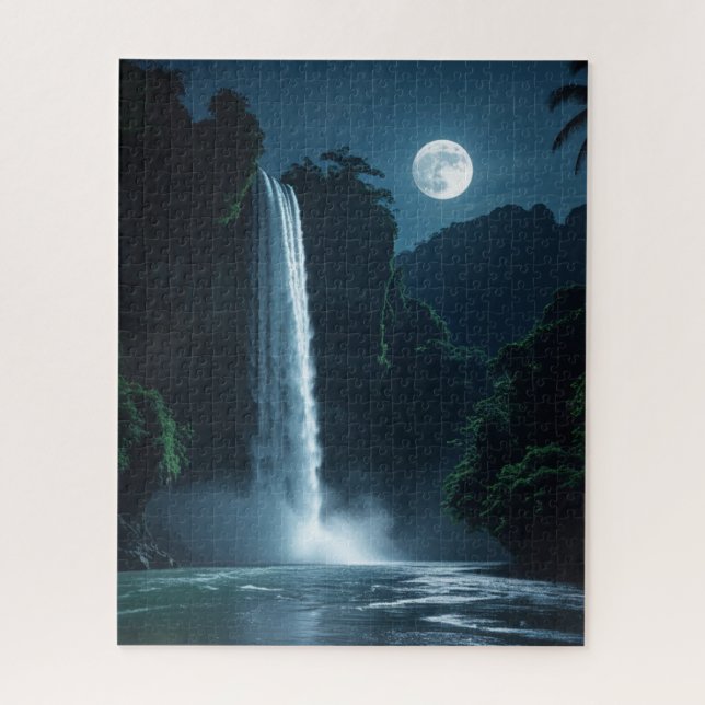 Moonlit Waterfall - Cinematic Night Landschaft (Vertikal)