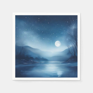 Moonlit Waters a Dreamy Nightscape Serviette