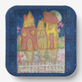 Moonlit Whimsical Houses Pappteller