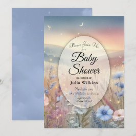 Moonlit Wildblume Whispers Kinderdusche Einladung