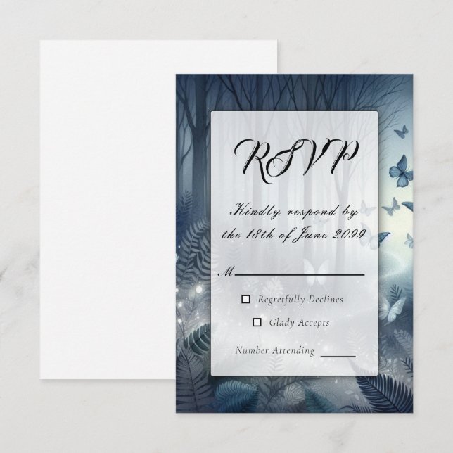 Moonlit Wings and Midnight Magic RSVP Karte (Vorne/Hinten)