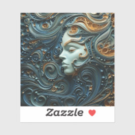 Moonlit Woman 3D Art Aufkleber