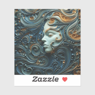 Moonlit Woman 3D Art Aufkleber