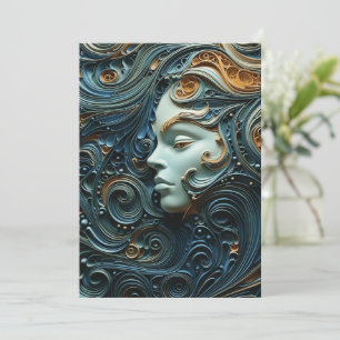 Moonlit Woman 3D Art Feiertagskarte