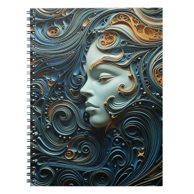 Moonlit Woman 3D Art Notizblock (Vorderseite)