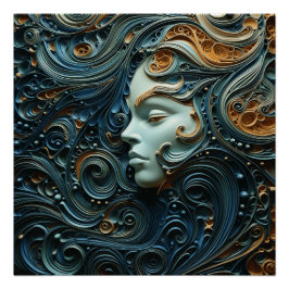 Moonlit Woman 3D Art Poster