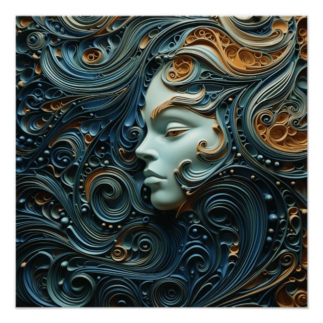 Moonlit Woman 3D Art Poster (Vorderseite)