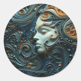 Moonlit Woman 3D Art Runder Aufkleber