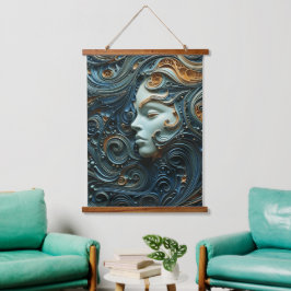 Moonlit Woman 3D Art Wandteppich Mit Holzrahmen
