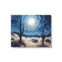 Moonlit Wüste Premium Wrapped Canvas Wall Art