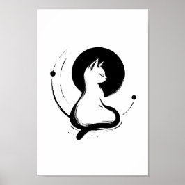 Moonlit Zen Cat Poster