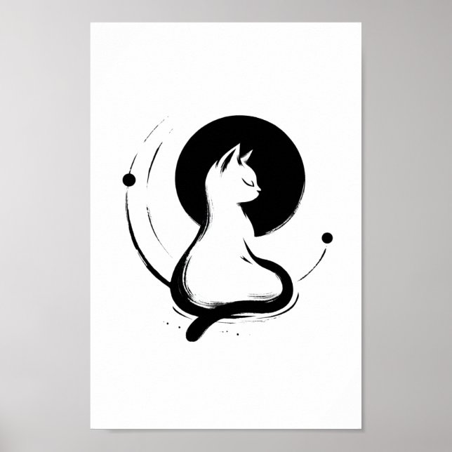 Moonlit Zen Cat Poster (Vorne)