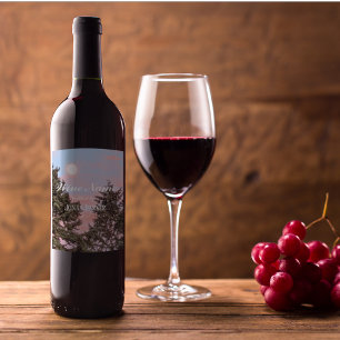 Moonrise in Pink Sky Foto Personalisiert Weinetikett