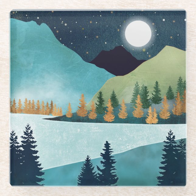 Moonrise Lake Glasuntersetzer (Vorderseite)