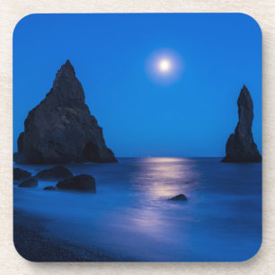 Moonrise-Reflektion Island, Reynisdrangur Getränkeuntersetzer