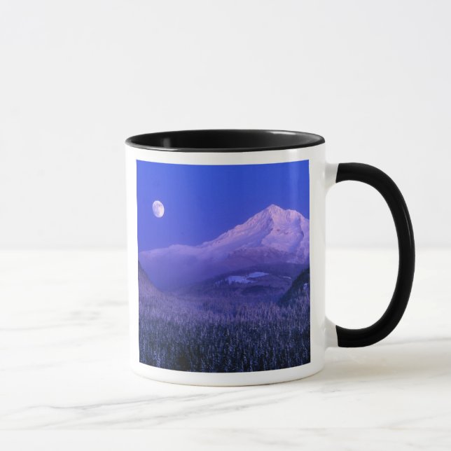 Moonrise über den Hood winter, Oregon Tasse (Rechts)