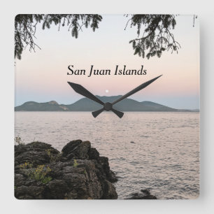 Moonrise über den San Juan Islands Quadratische Wanduhr