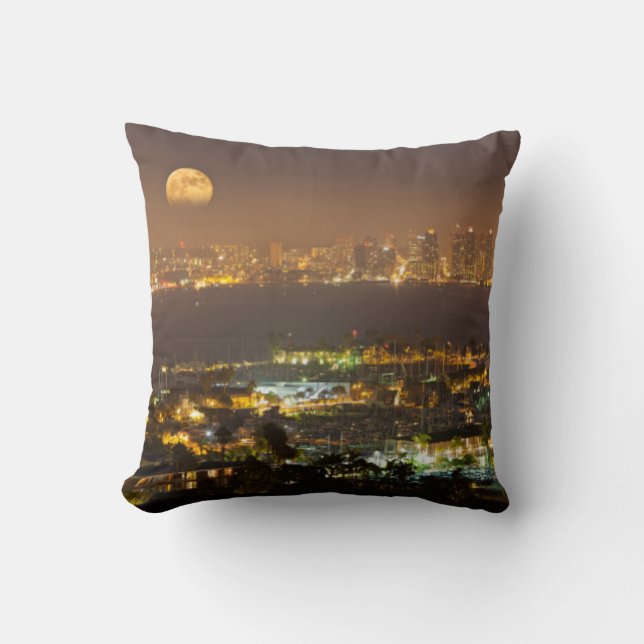 Moonrise über der Skyline von San Diego Kissen (Vorderseite)