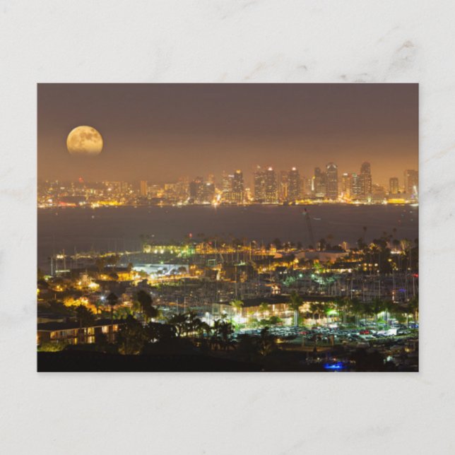 Moonrise über die Skyline von San Diego Postkarte (Vorderseite)