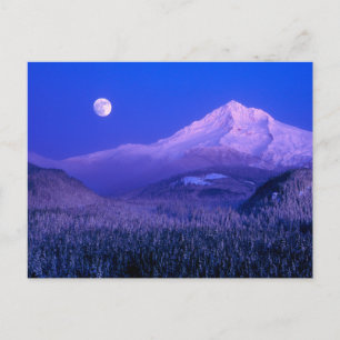 Moonrise über Hood Oregon im Winter Postkarte