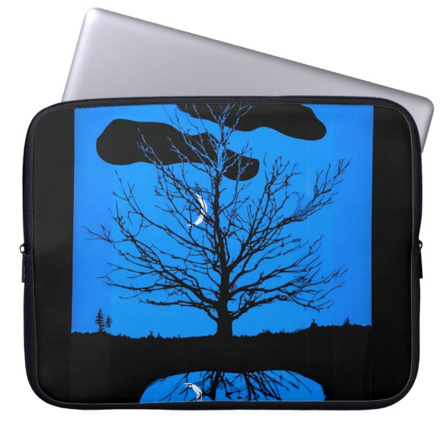 Moonscape in Cobalt Blau und Schwarz-Laptop-Sieb Laptopschutzhülle (Vorderseite)