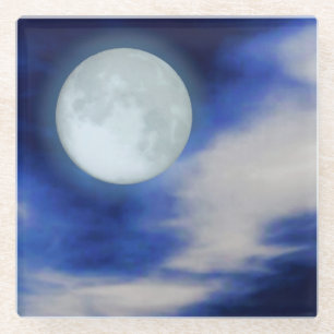 Moonscape mit moonlit Wolken Glasuntersetzer
