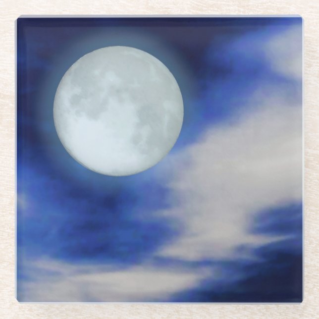 Moonscape mit moonlit Wolken Glasuntersetzer (Vorderseite)