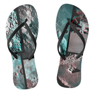 Moonscape Space Foto Anaglyph Mosaik Flip Flops