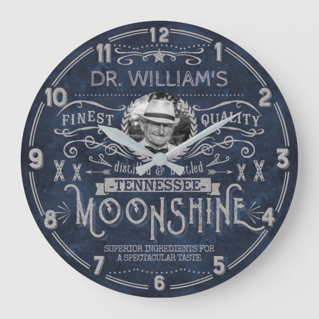 Moonshine Vintage Große Wanduhr (Vorderseite)