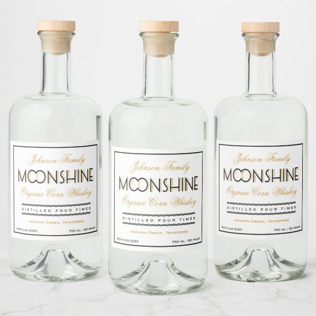 Moonshine Whiskey Black and Golden Alkoholflaschenetikett (Flaschen)