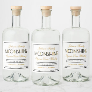 Moonshine Whiskey Black und Golden Alkoholflaschenetikett