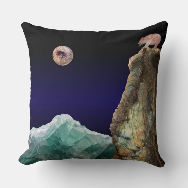 Moonstone Bär Kristallmeer Geode Moon Kissen (Vorderseite)