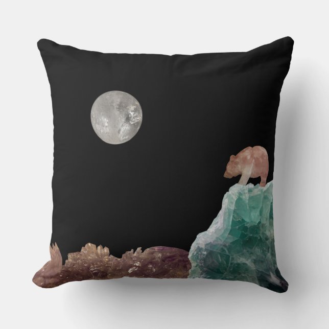 Moonstone Bär Kristallwelt Landschaft Quarz Moon Kissen (Vorderseite)