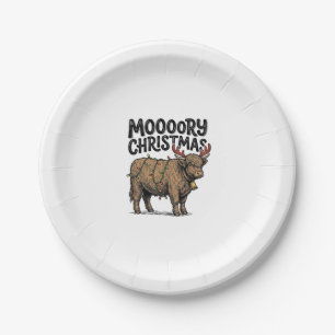 Moooory Weihnachten Highland Kuh Vintage Gravur T Pappteller