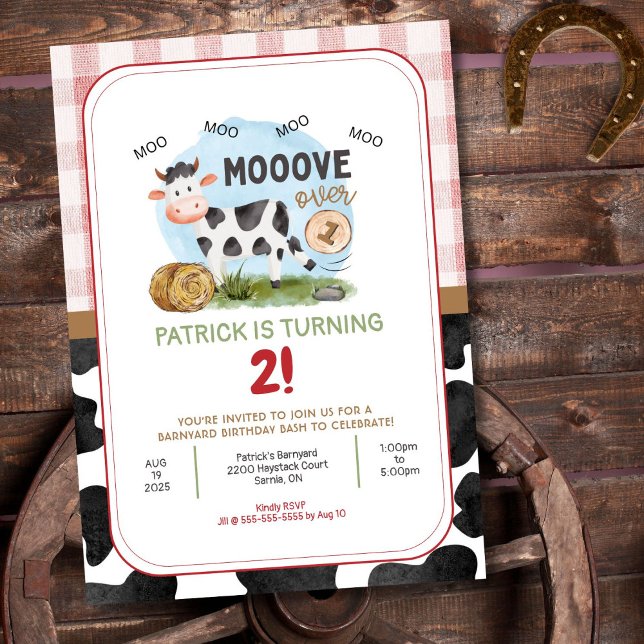 Mooove Farm Theme Geburtstagseinladung Einladung (Farm Theme Kid's Birthday Invitation)