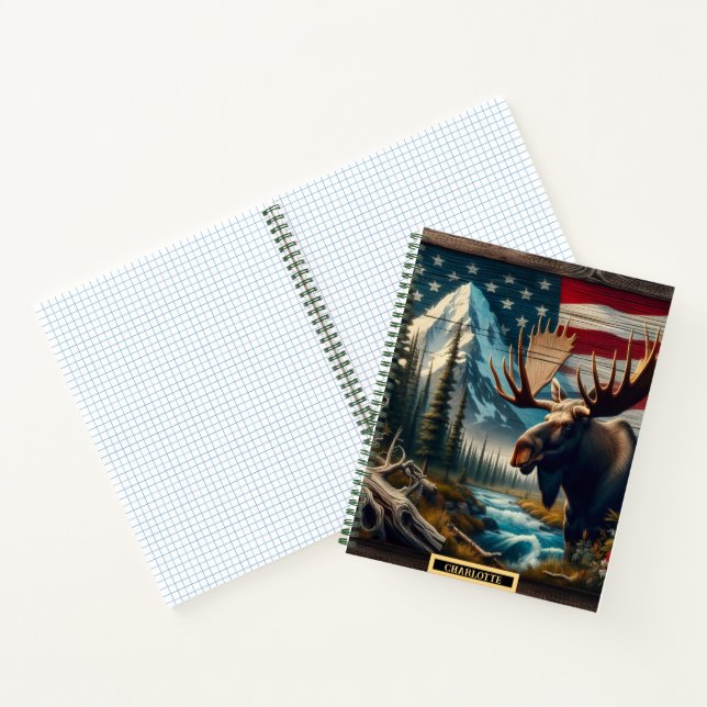 Moor durch Bergbach mit Flagge Notizbuch (Innenseite)