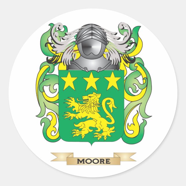 Moore Coat of Arms (Familienwappen) Runder Aufkleber (Vorderseite)