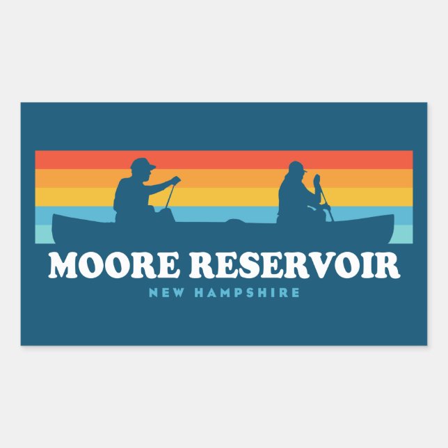 Moore Reservoir New Hampshire Canoe Rechteckiger Aufkleber (Vorderseite)