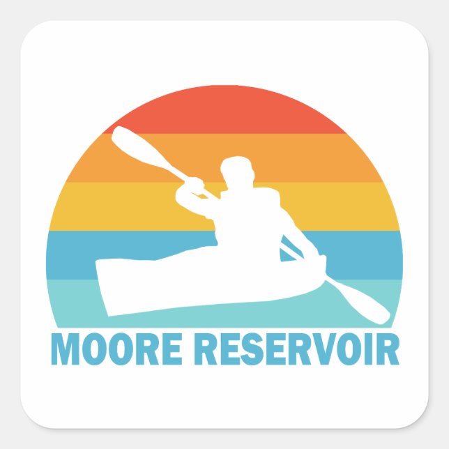 Moore Reservoir New Hampshire Kayak Quadratischer Aufkleber (Vorderseite)