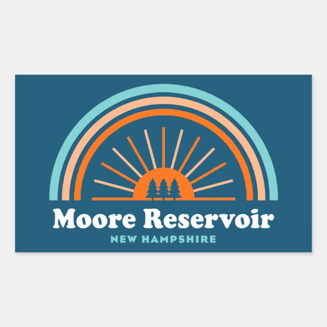 Moore Reservoir New Hampshire Rainbow Rechteckiger Aufkleber (Vorderseite)